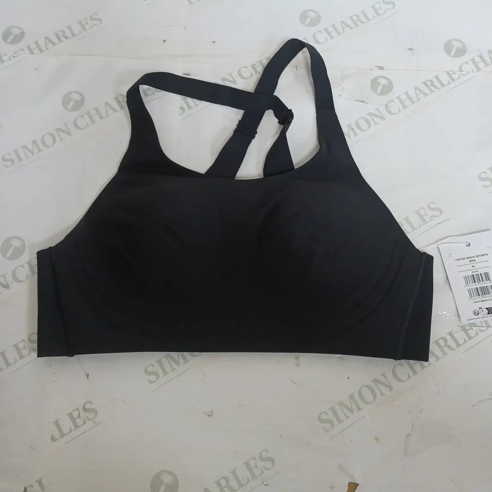 GYMSHARK CROSS BACK SPORTS BRA IN BLACK - MEDIUM