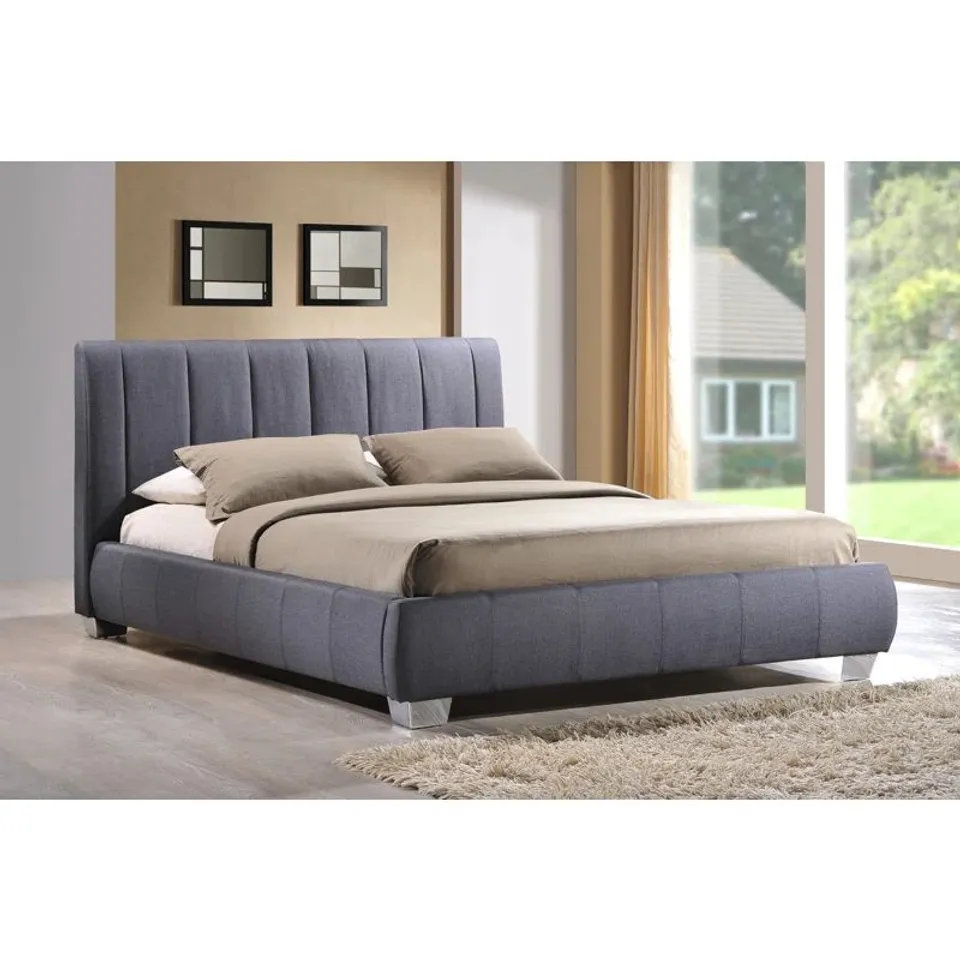 BOXED UPHOLSTERED BED FRAME -GREY FABRIC- //DOUBLE 4FT 6" (3 BOXES)