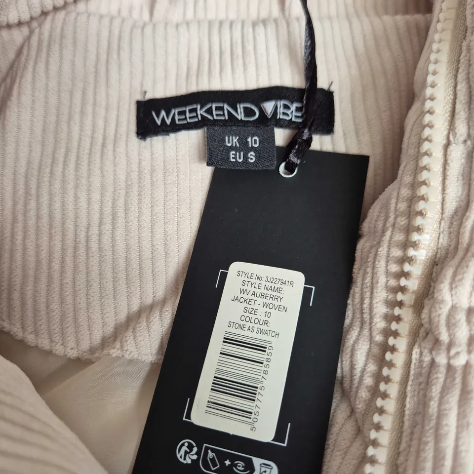 WEEKEND VIBE STONE CORDUROY PUFFER JACKET – UK 10 (WOMEN)