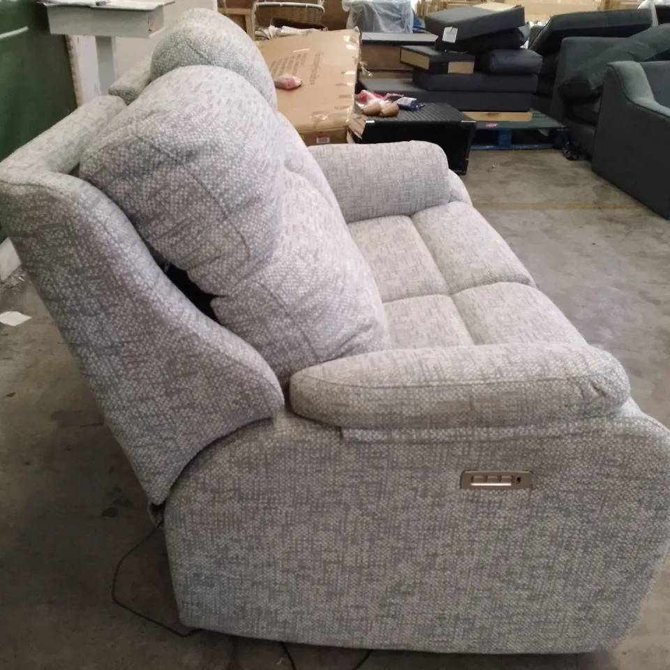 QUALITY DESIGNER G-PLAN KINGSBURY 2 SEATER ELECTRIC RECLINER DBL SOFA - REMCO LIGHT GREY FABRIC 
