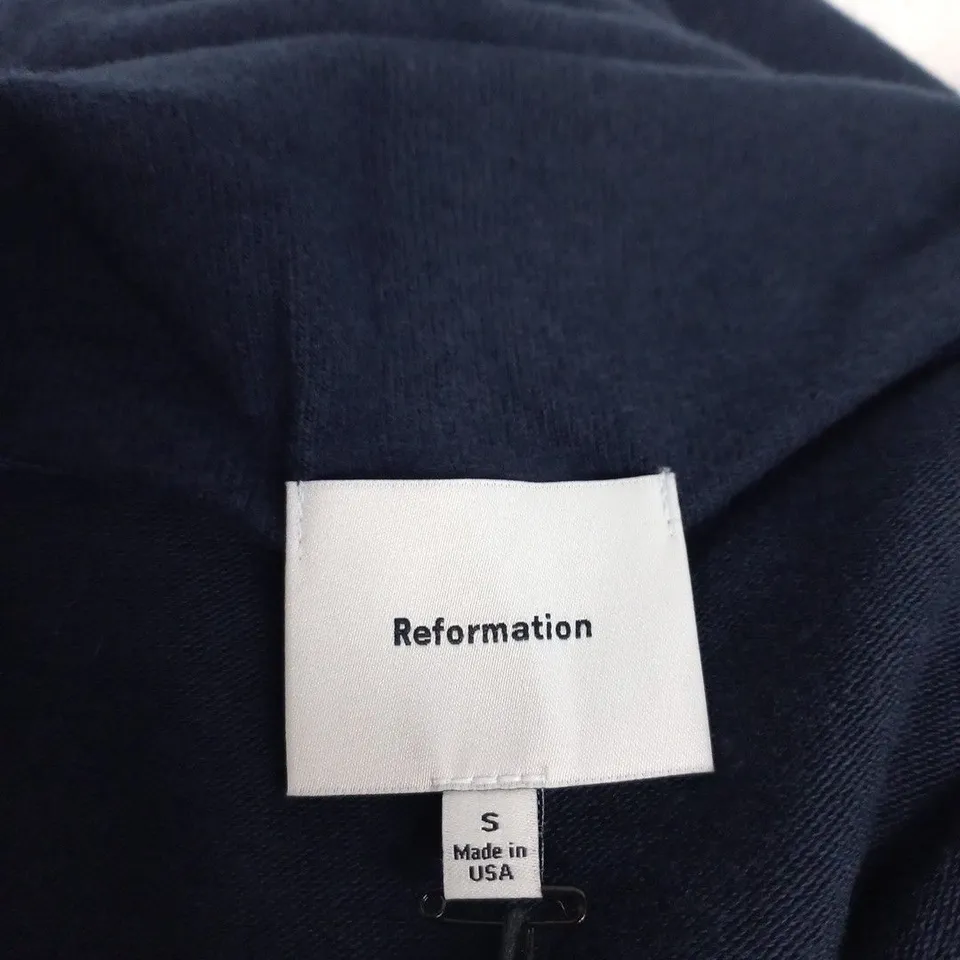 REFORMATION IRIS KNIT DRESS – MIDNIGHT, UK SIZE S (US S)