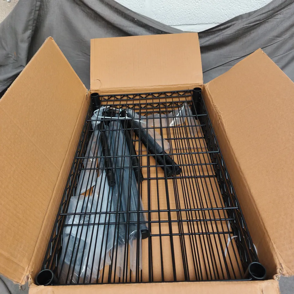 BLACK METAL SHELVING WITH INSTRUCTIONS