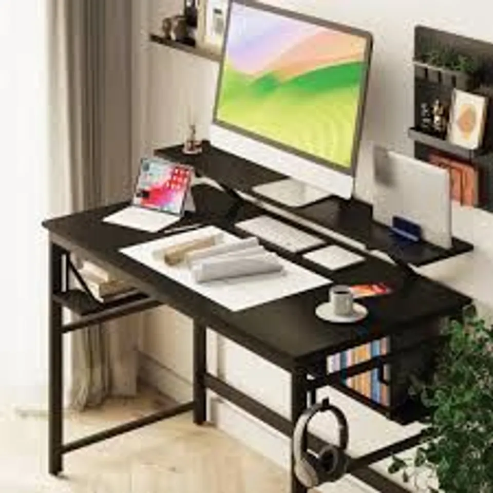 BOXED KONIGSTEIN 120CM W  RECTANGLE COMPUTER DESK - BLACK (1 BOX)
