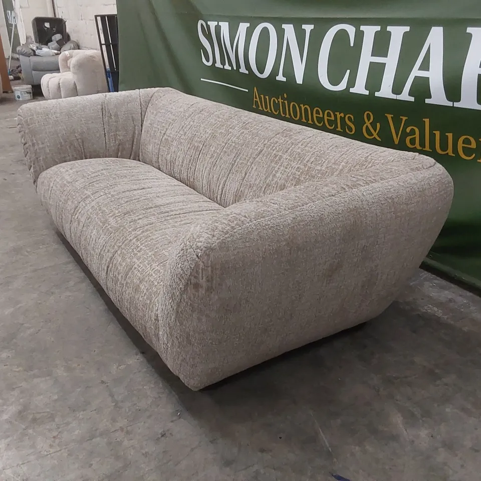 QUALITY DESIGNER ROCHE 4 SEATER OMBRA FABRIC SOFA - BEIGE 