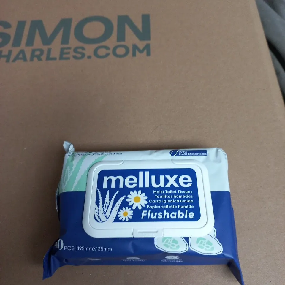 LOT OF 5 PACKS OF MELLUXE MOIST TOILET TISSUE WIPES 40 WIPES PER PACK