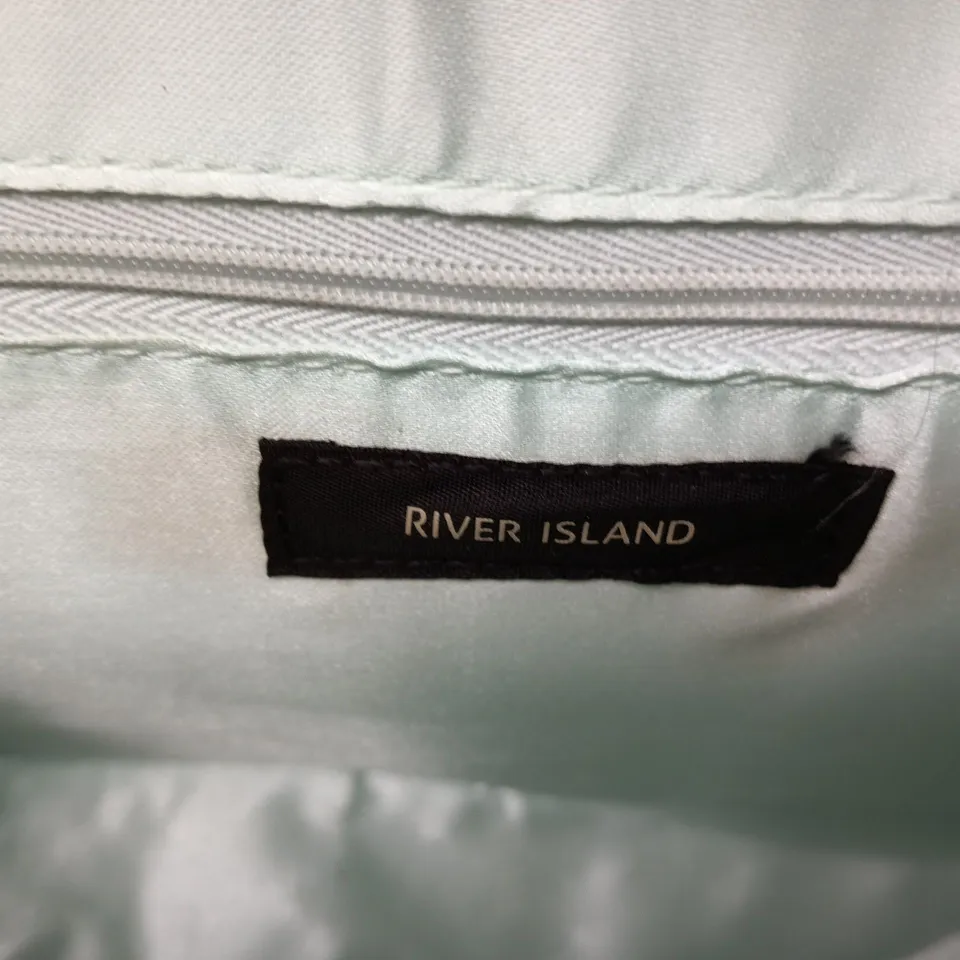 RIVER ISLAND HANDBAG – LIGHT BLUE WITH TWIN BUCKLE STRAPS AND GOLD-TONE HARDWARE