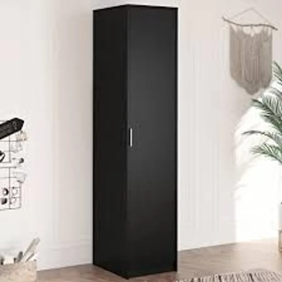 BOXED PHOENIX SINGLE DOOR WARDROBE - BLACK (1 BOX)