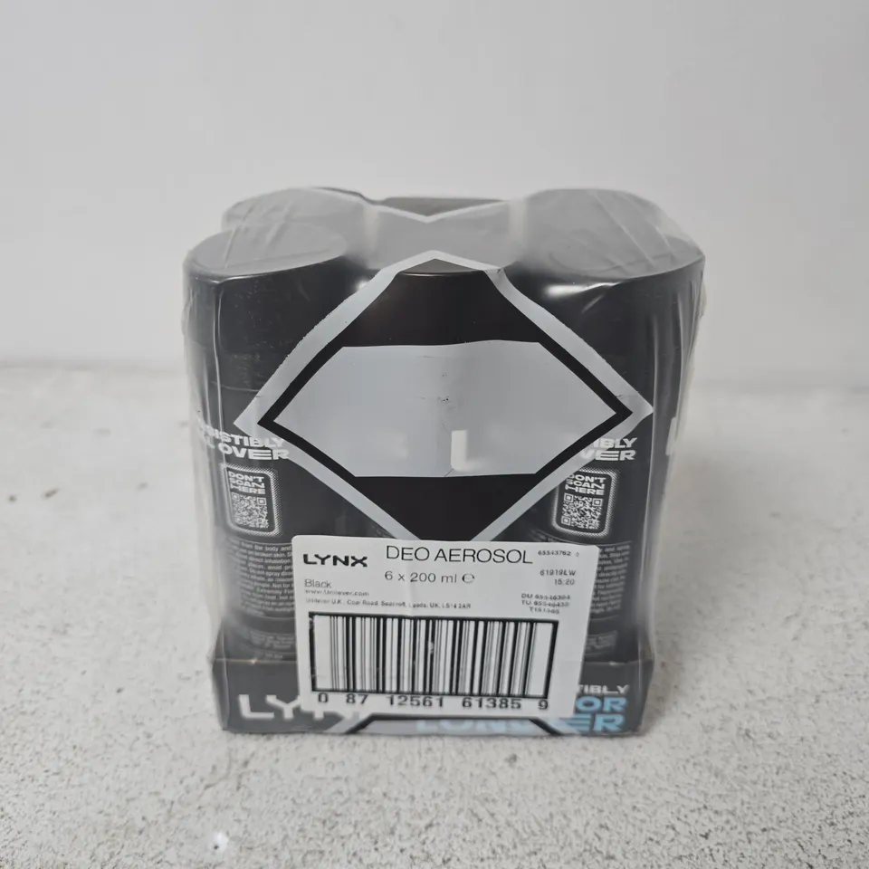 LYNX BLACK DEODORANT 6 PACK (200ML)