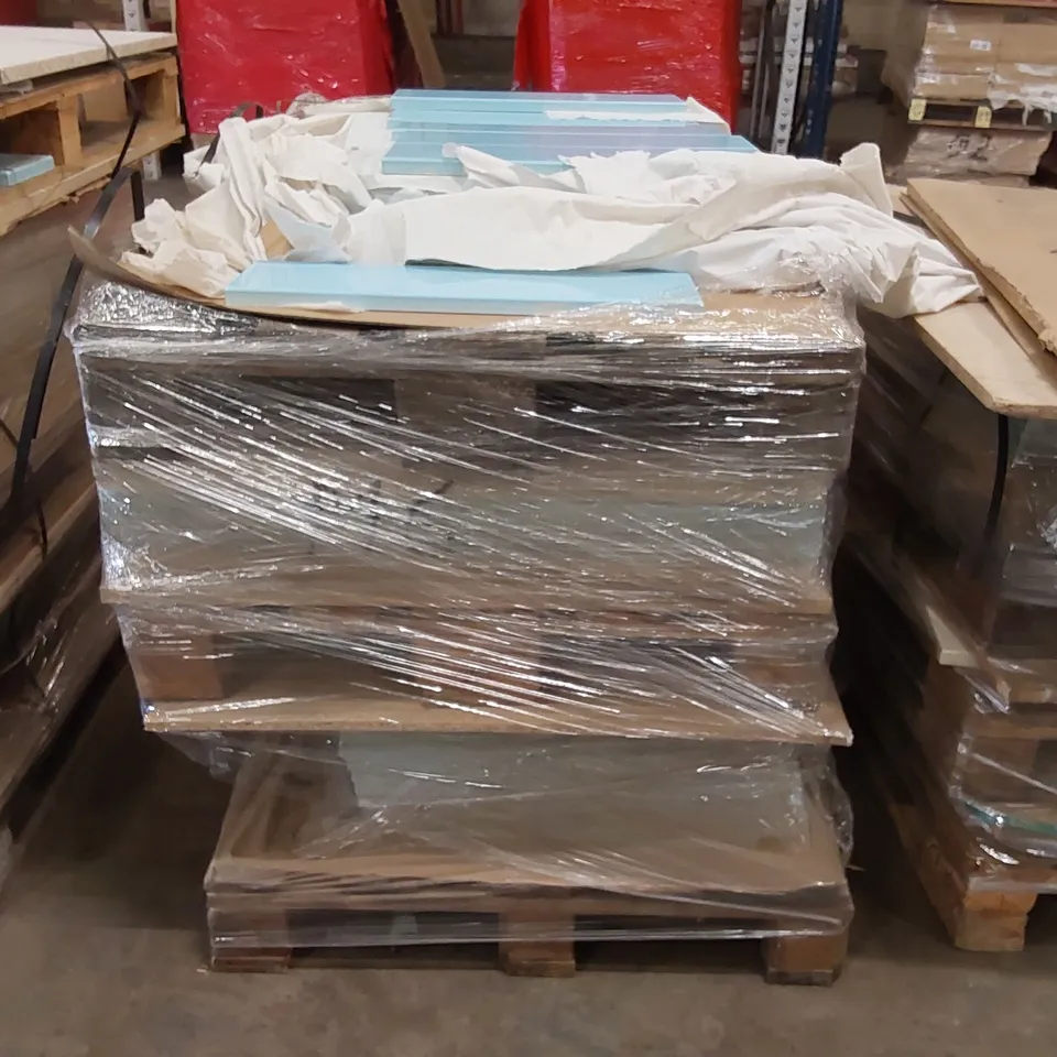 PALLET OF BRAND NEW IVORY CREAM GLOSS KITCHENS/BEDROOM REPLACEMENT CABINET DOOR/DRAWER/END PANELS IN ASSORTED SIZES TO INCLUDE;