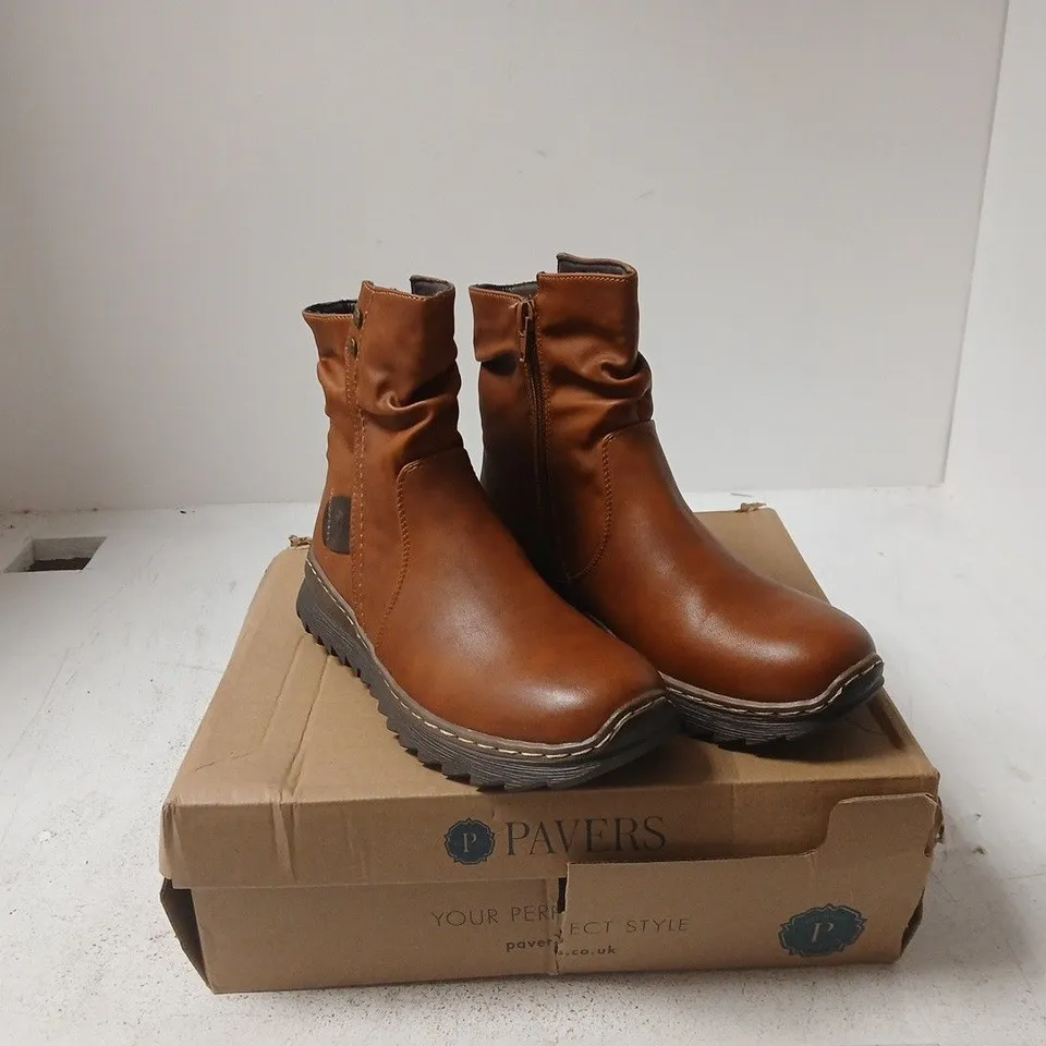 PAVERS WOMEN'S BROWN LEATHER ANKLE BOOTS – BOXED UK 4