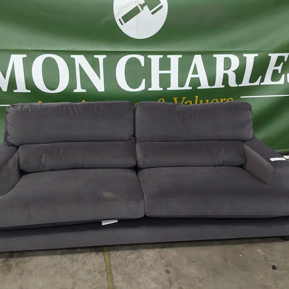 QUALITY BRITISH DESIGNER LOUNGE Co. FOUR SEATER SOFA CHARCOAL PLUSH FABRIC 