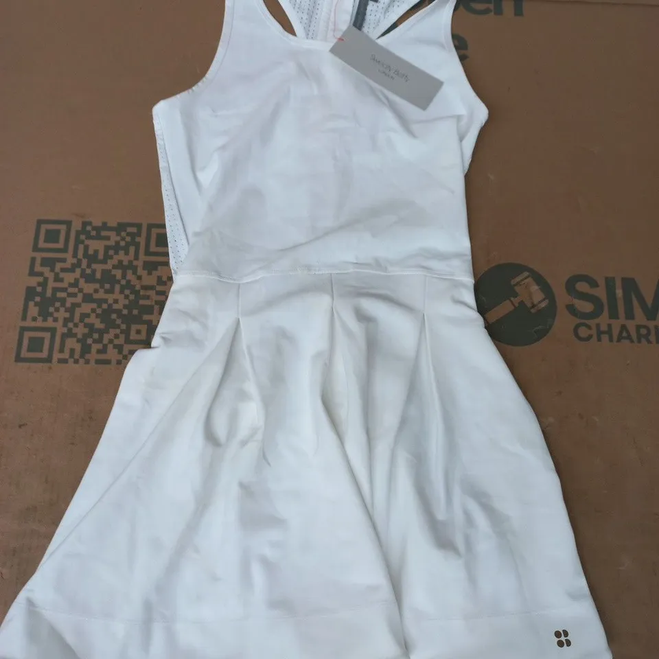 SWEATY BETTY CHAMPIONSHIP TENNIS DRESS IN WHITE SIZE MEDIUM