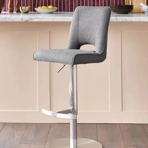 BOXED DANETTI LUDO DARK GREY FABRIC GAS LIFT BAR STOOL