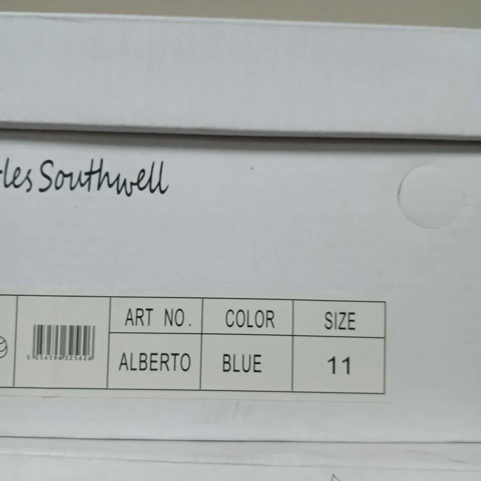 BOXED PAIR OF CHARLES SOUTHWELL ALBERTO DENIM SLIP-ON SHOES – BLUE – UK 11