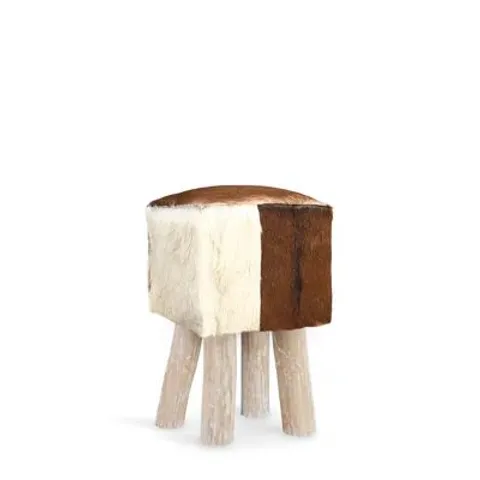BOXED HOMESDIRECT365 SQUARE GOATSKIN STOOL