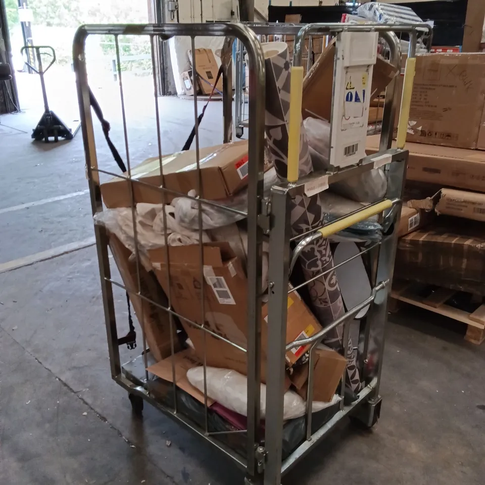 CAGE OF ASSORTED HOUSEHOLD ITEMS AND GOODS - CAGE NOT INCLUDED