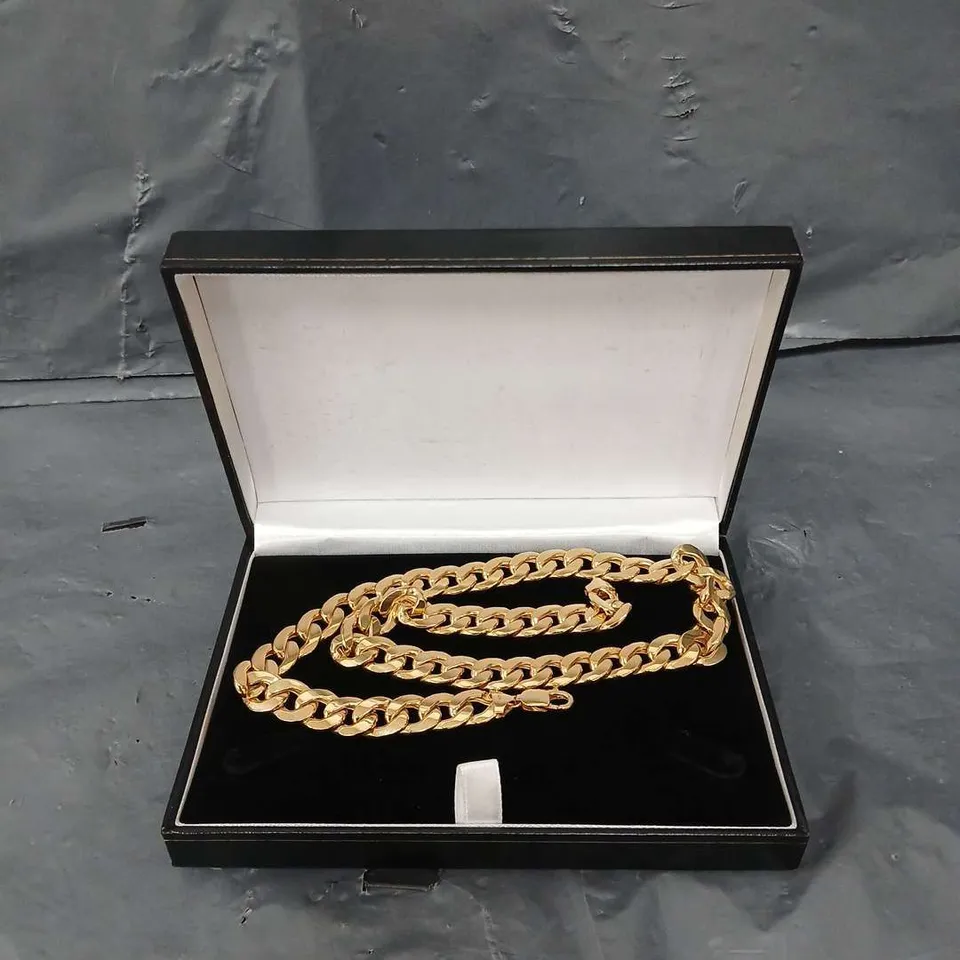 THE LOVE COLLECTION 9CT YELLOW GOLD 1 AND 1/2 OZ SOLID DIAMOND CUT 20 INCH CURB CHAIN