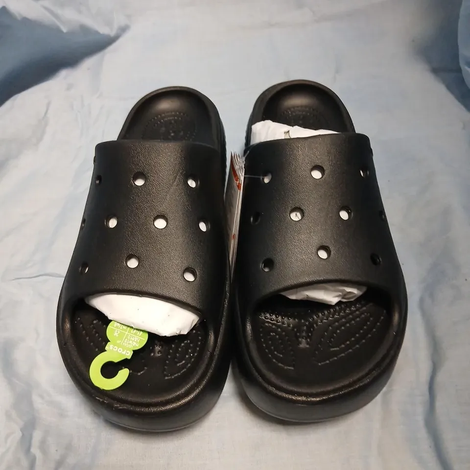 CROCS X ALDO STOMP BLACK PLATFORM SLIP-ON SANDALS