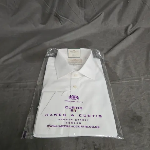 HAWES & CURTIS ST JAMES SLIM FIT SEMI CUTAWAY COLLAR DOUBLE CUFF SHIRT IN WHITE SIZE 16/34