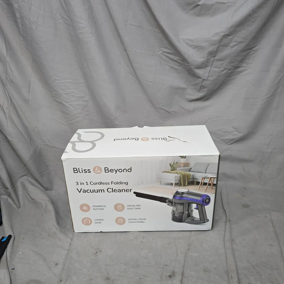 BLISS & BEYOND 3-IN-1 CORDLESS FOLDING VACUUM CLEANER – BOXED