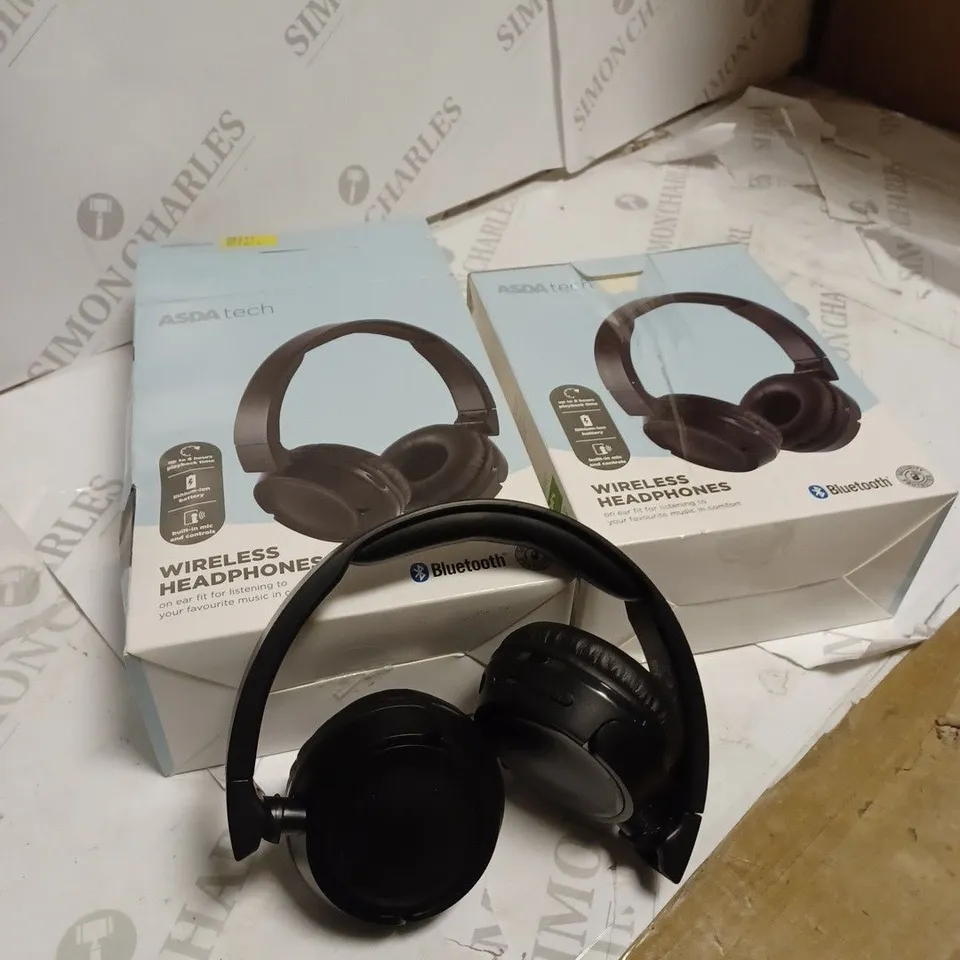 LOT OF TWO ASDA TECH WIRELESS HEADPHONES