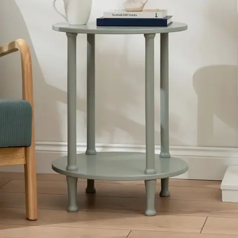 BOXED AQUA GREY OVAL SIDE TABLE