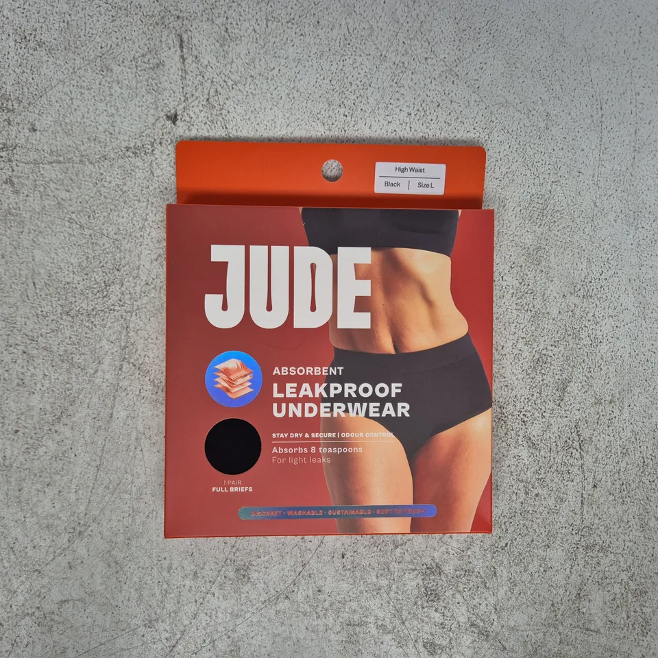 JUDE LEAKPROOF UNDERWEAR – BLACK, HIGH WAIST, SIZE L
