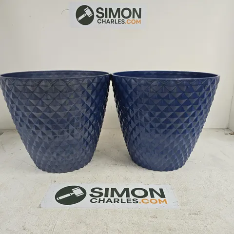 SET OF 2 BLUE PEARLISED PLANTERS THE GRUMPY GARDENER BOXED