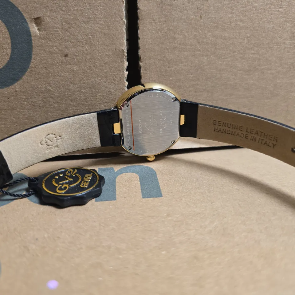 BOXED GV2 BY GEVRIL WOMEN'S 13303 AREZZO SWISS MADE DIAMOND AND LEATHER WATCH