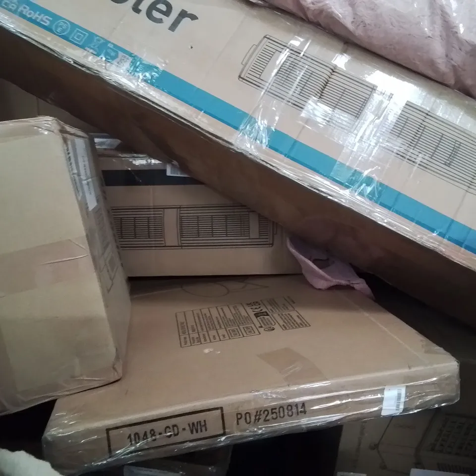 PALLET OF ASSORTED HOUSEHOLD GOODS AND PRODUCTS TO INCLUDE;AIR COOLER,PET BED,METAL COFFEE TABLE