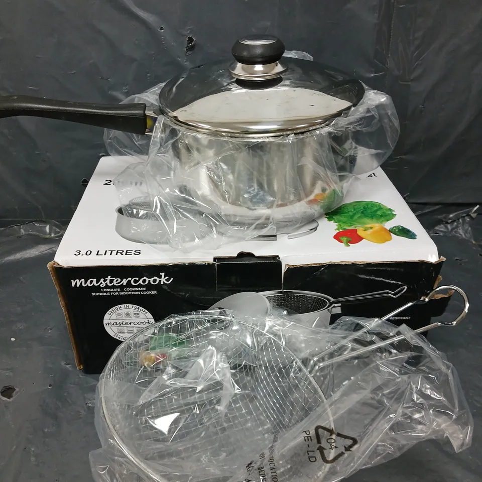 BOXED MASTERCOOK 3L STAINLESS STEEL CHIP PAN WITH BASKET 