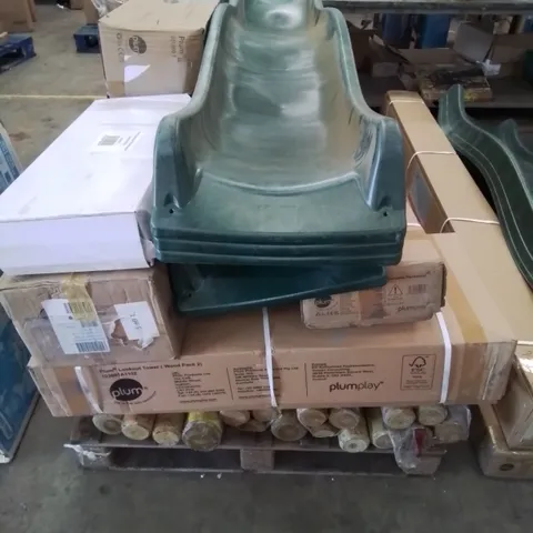 PALLET CONTAINING VARIOUS LOOKOUT TOWER SWING AND SLIDE PARTS