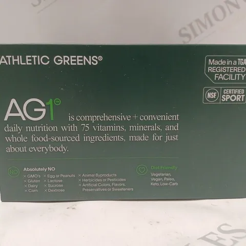 ATHLETIC GREENS AG1 COMPREHENSIVE + CONVENIENT DAILY NUTRITION SUPPLEMENT (30 X 12G)