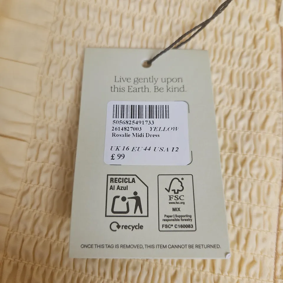 NOBODYS CHILD ROSALIE MIDI DRESS IN YELLOW - UK 16