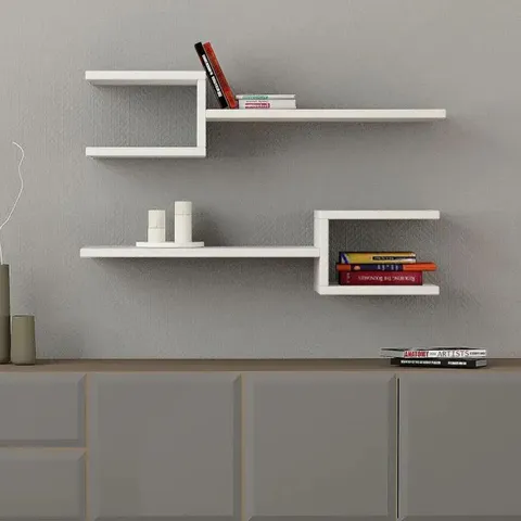 BOXED FORK MODERN FLOATING SHELF SET 18.2CM IN WHITE