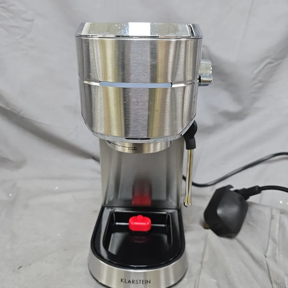 BOXED KLARSTEIN ESPRESSO COFFEE MACHINE – STAINLESS STEEL 