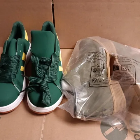 BOX OF APPROXIMATELY 15 ASSORTED PAIRS OF SHOES AND FOOTWEAR ITEMS IN VARIOUS COLOURS, STYLES, AND SIZES - COLLECTION ONLY