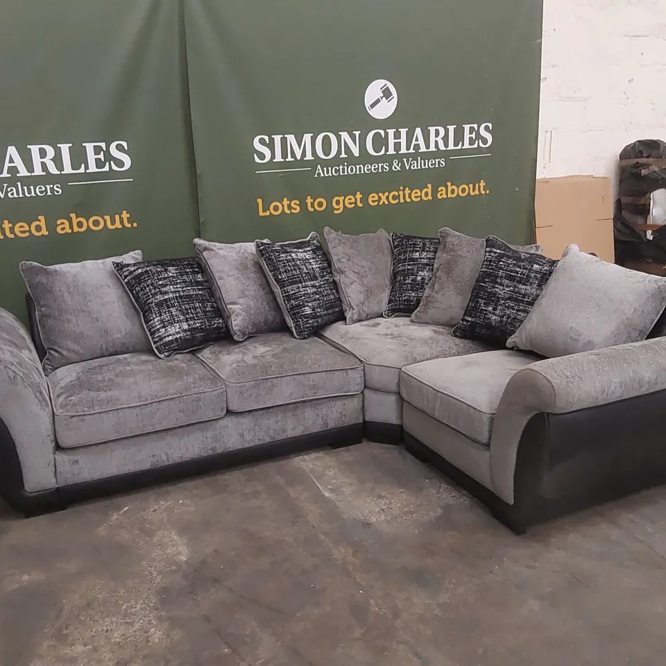 LANA FABRIC AND FAUX LEATHER CORNER GROUP SOFA RRP £1109