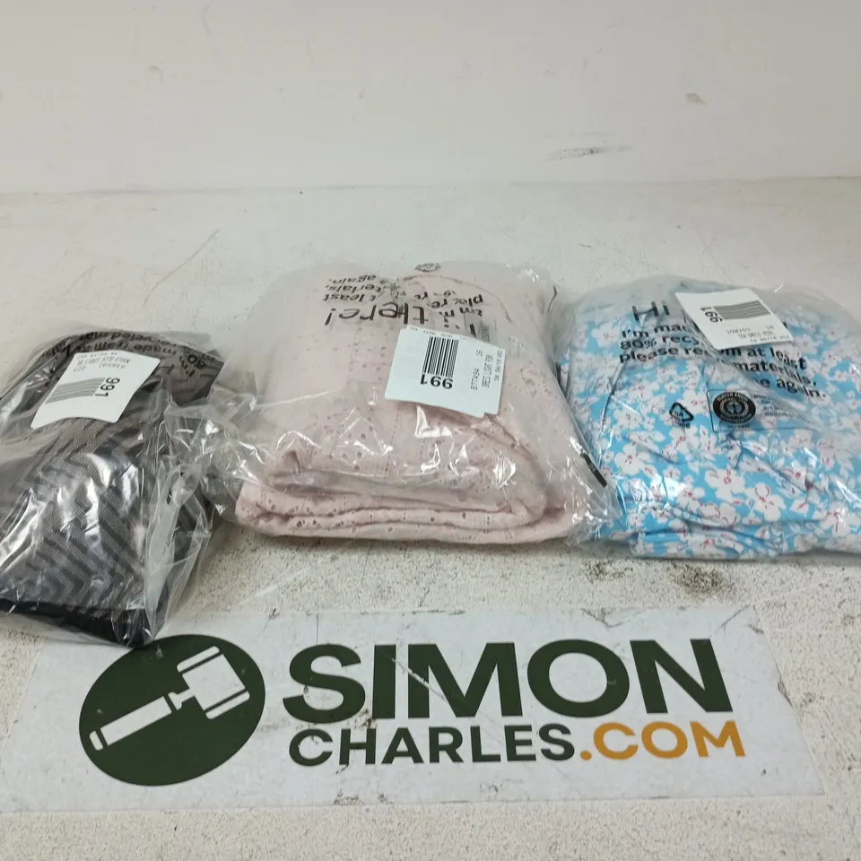 BOX OF APPROXIMATELY 18 ASSORTED CLOTHING ITEMS OF VARIOUS STYLES AND SIZES TO INCLUDE BRA, TEA DRESS MINI, LIGHT PINK DRESS ETC
