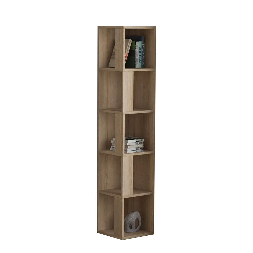 BOXED PIANO STYLISH MODERN CUBE STYLE BOOKCASE IN OAK