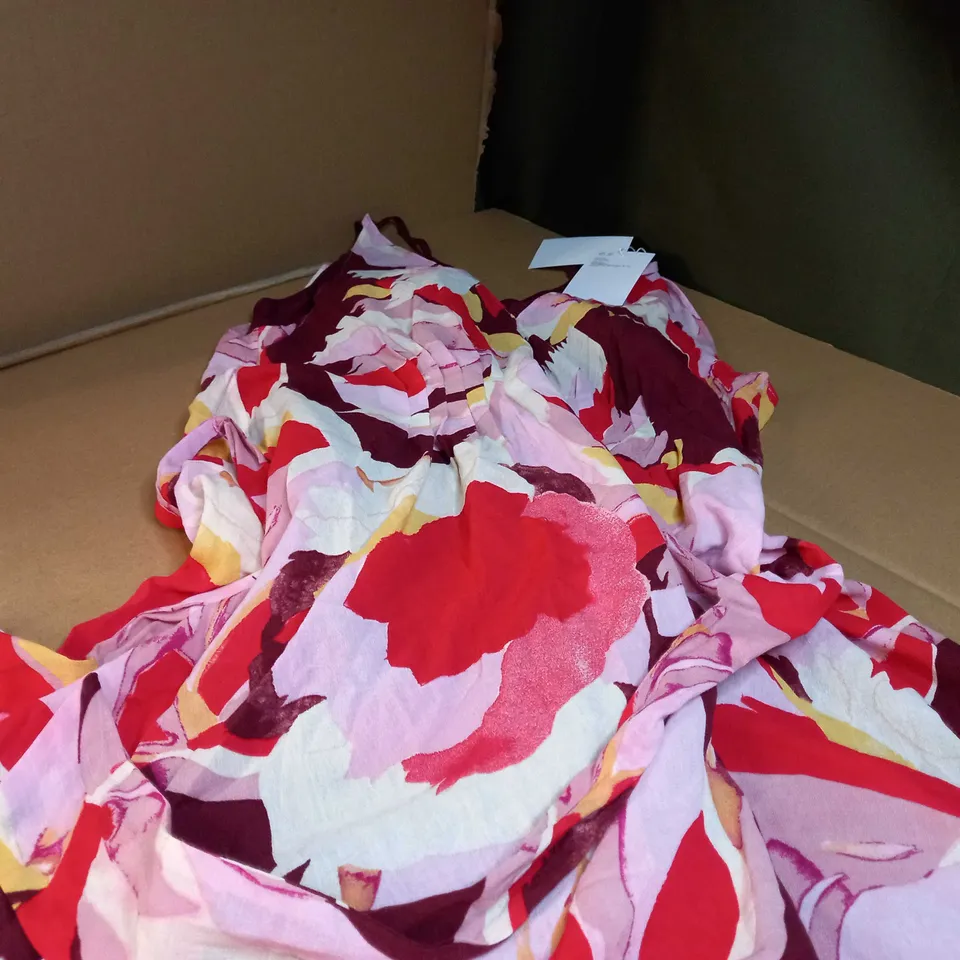 &OTHER STORIES MAROON/PINK ABSTRACT FLORAL MAXI DRESS