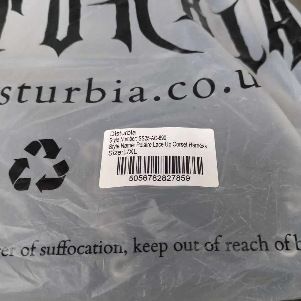 DISTURBIA POLAIRE LACE UP CORSET HARNESS SIZE L/XL