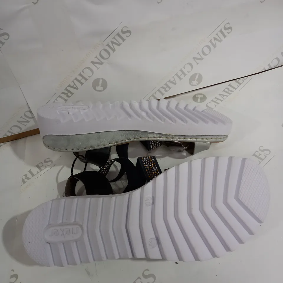 PAIR OF RIEKER SILVER SPARKLE WEDGES - SIZE 7