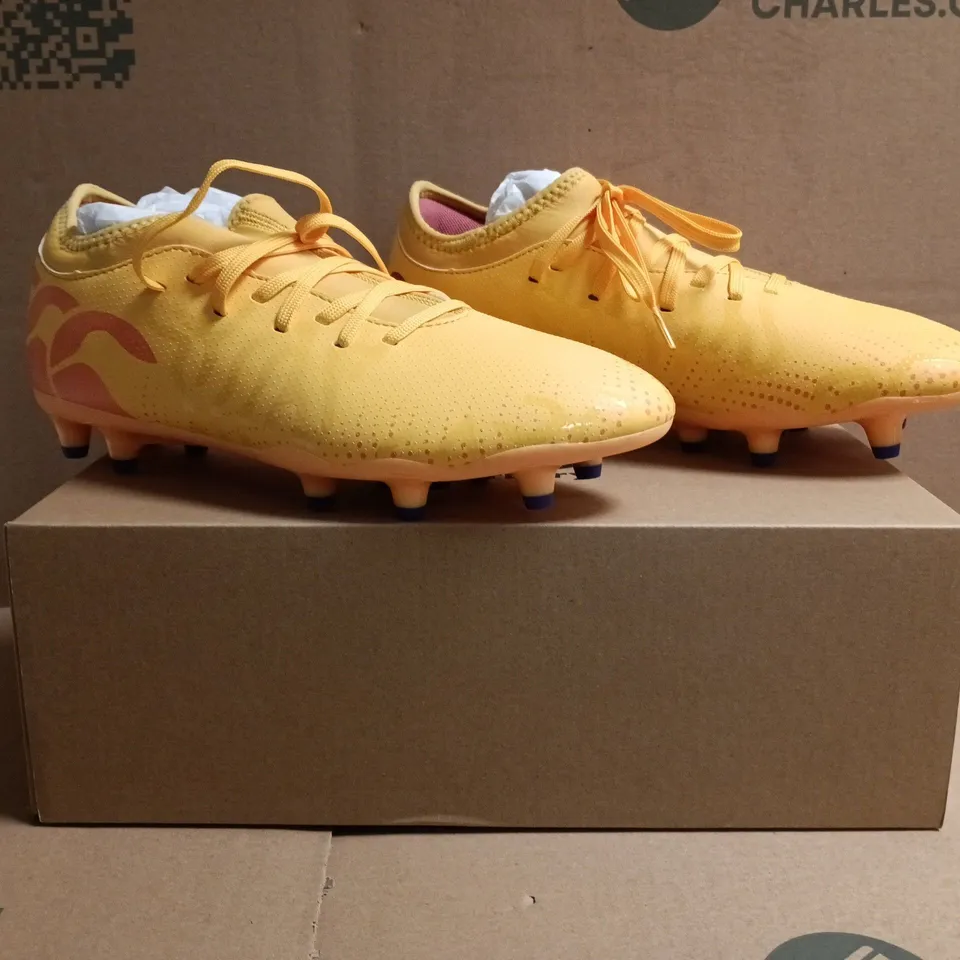 BOXED PAIR OF CANTERBURY FOOTBALL BOOTS IN YELLOW SIZE UK 7.5