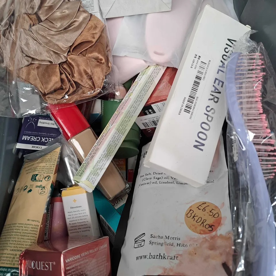 APPROXIMATELY 20 ASSORTED COSMETIC PRODUCTS TO INCLUDE RIMMEL FOUNDATION AND AU QUEST VARICOSE VEINS CREAM