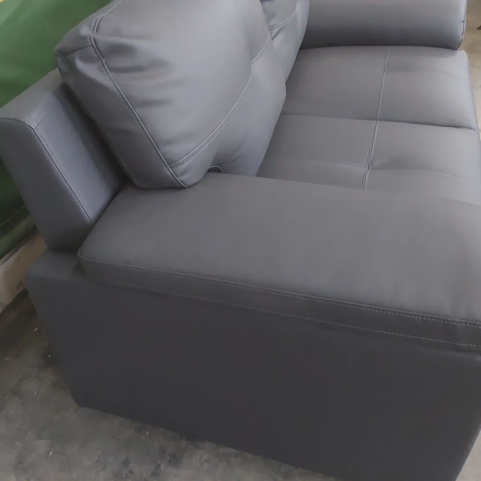 DESIGNER TWO SEATER SOFA GREY LEATHER 