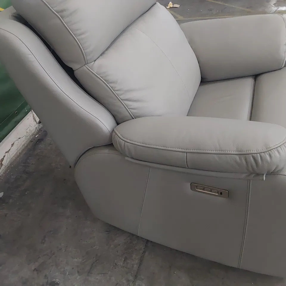 QUALITY BRITISH DESIGNER G PLAN KINGSBURY POWER RECLINING EASY CHAIR CAMBRIDGE GREY LEATHER 