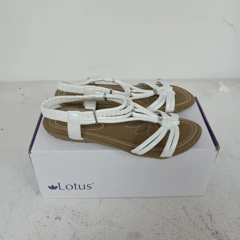 BOXED PAIR OF LOTUS DOMENICA SANDALS IN WHITE - UK 6
