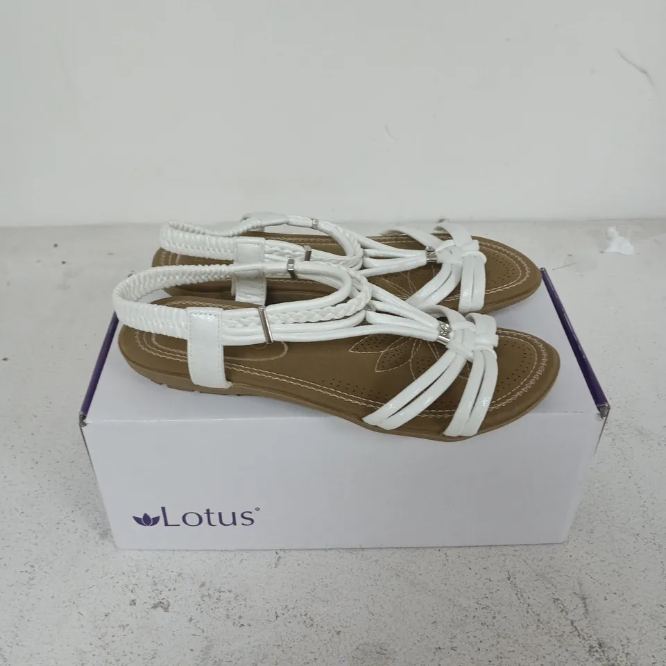 BOXED PAIR OF LOTUS DOMENICA SANDALS IN WHITE - UK 6