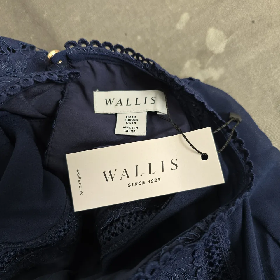 WALLIS NAVY LACE INSERT MIDI DRESS – UK 18